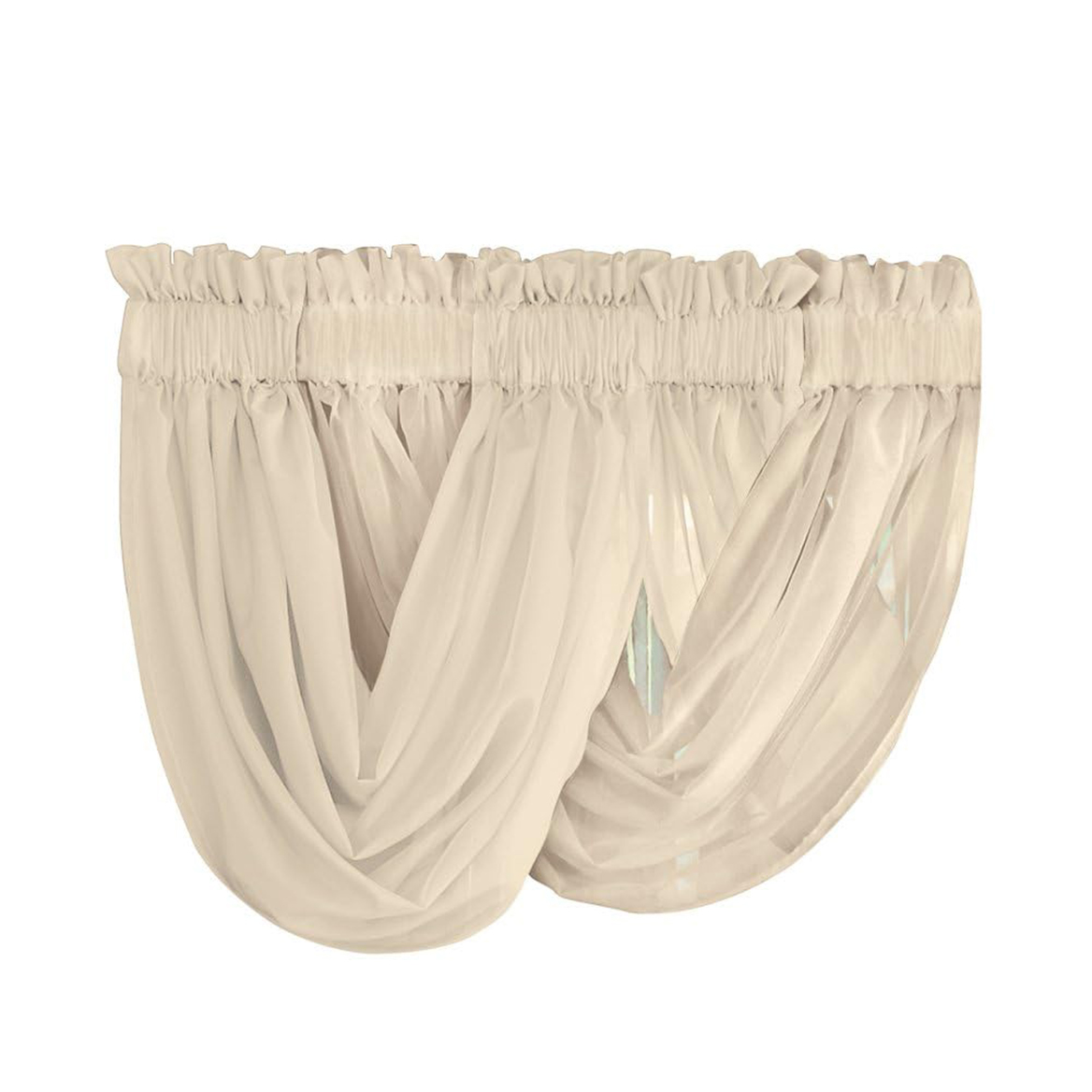 2-Piece Sheer Scoop Valance Set, Taupe