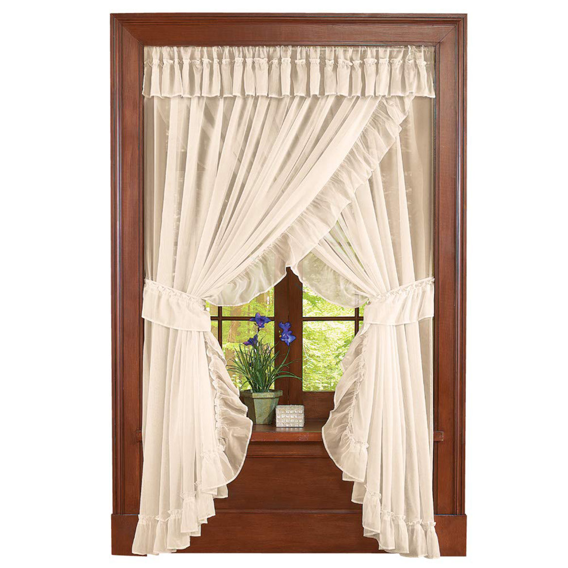 Isabella Ruffled Curtain Set By Collections Etc.™, White