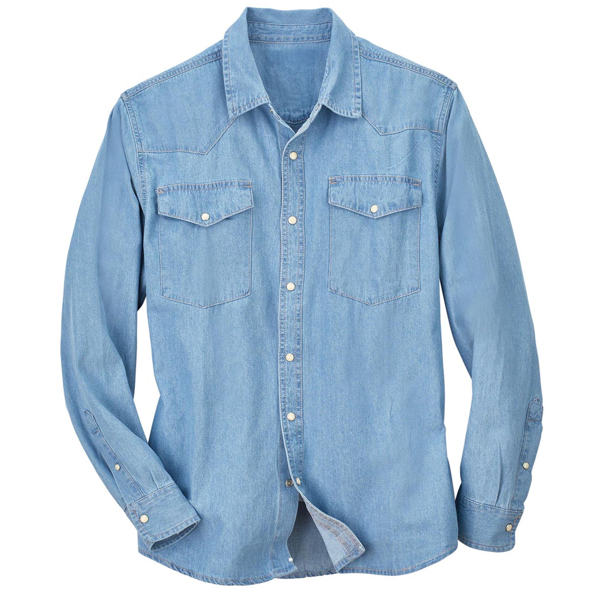Men’s Denim Shirt By Collections Etc.™, Stone, XL