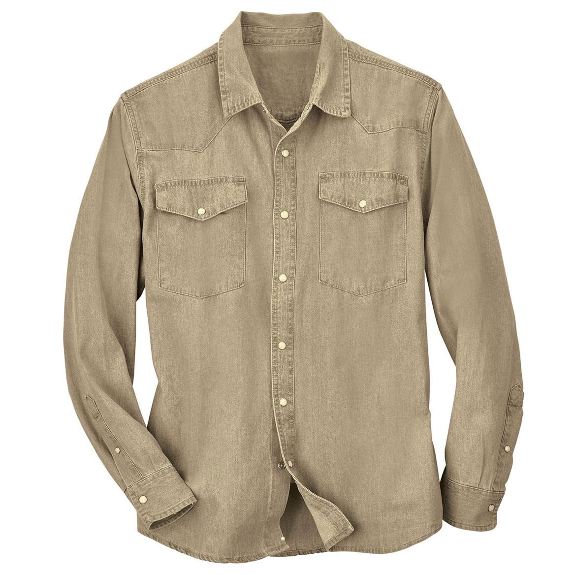 Men's Denim Shirt By Collections Etc.&trade;, Stone, XL