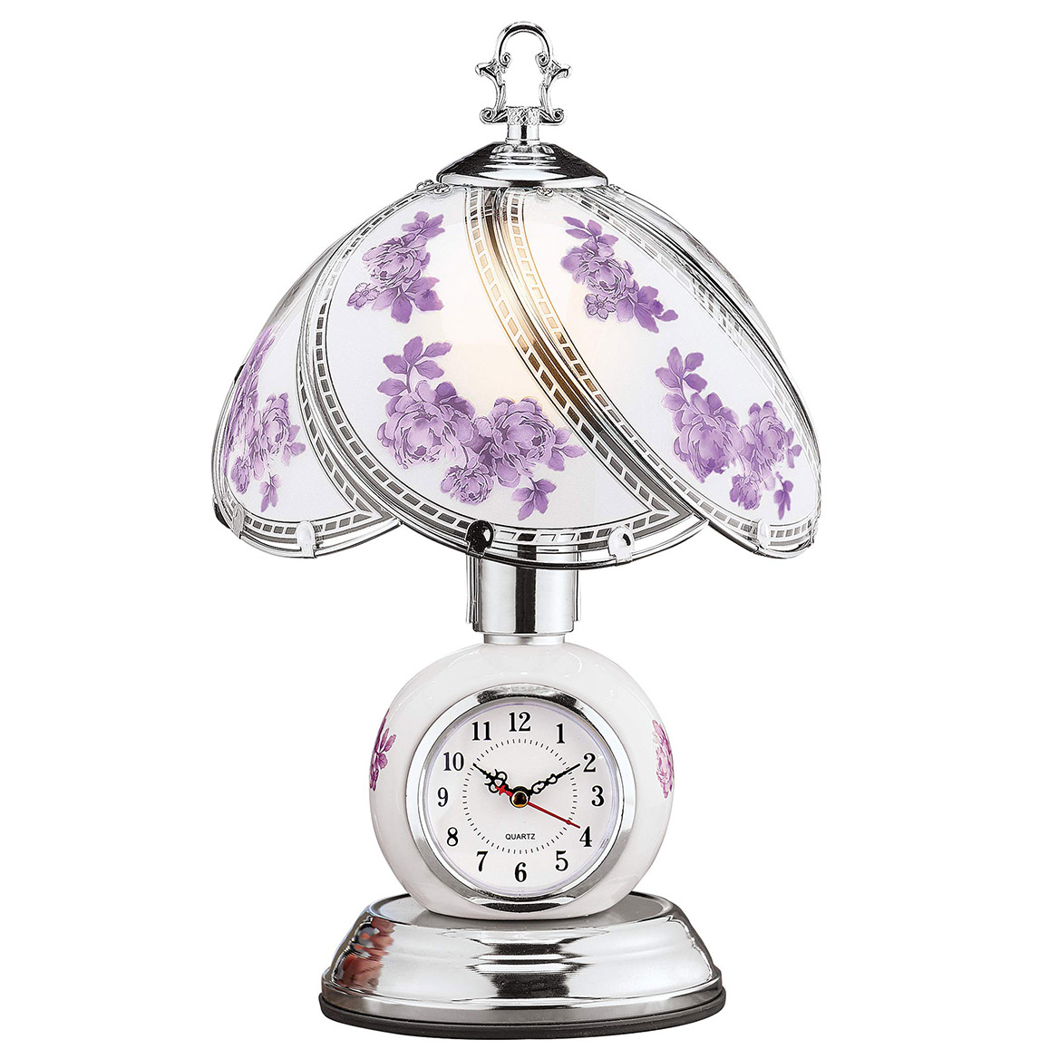 Rose Touch Lamp With Clock, Lavender