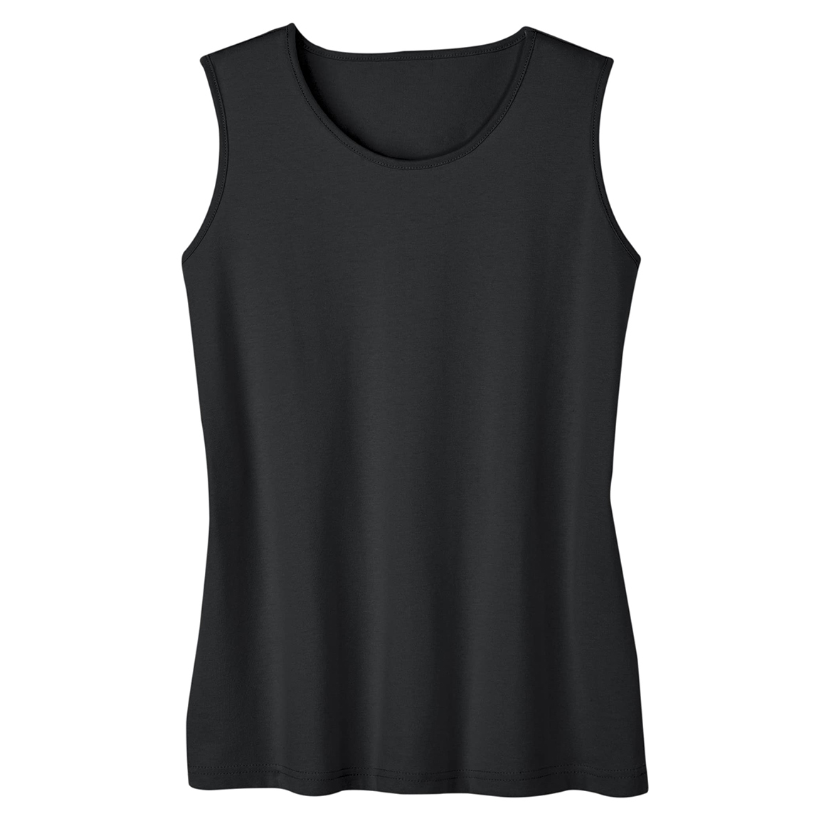 Collections Etc Soft Knit Crew Neck Sleeveless Summer Tank Top, Black, LG